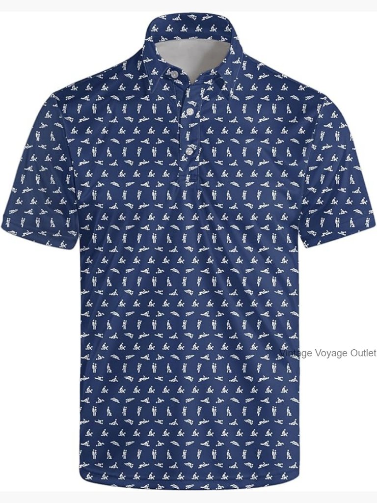Men's Funny Print Short Sleeve Golf Polo Shirt Performance Athletic